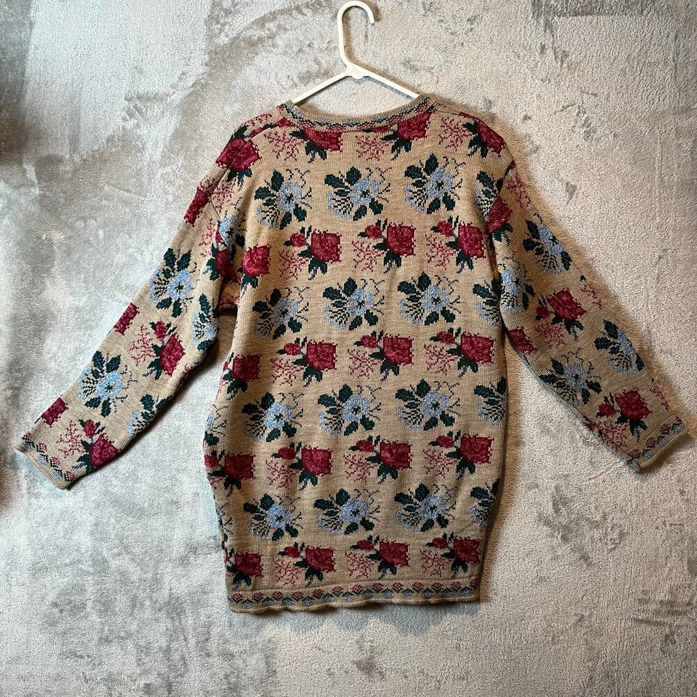 Vintage Floral Knit Sweater Cottagecore Granny Chic Pullover Large Deadstock New - Picture 3 of 6